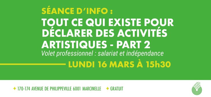 Conférences Tout qui existe pour déclarer activités artistiques - partie 2