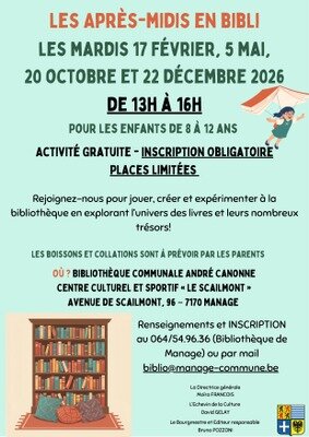 Stages,cours Les Après-midis bibli