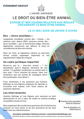 Conférences Le droit bien-être animal