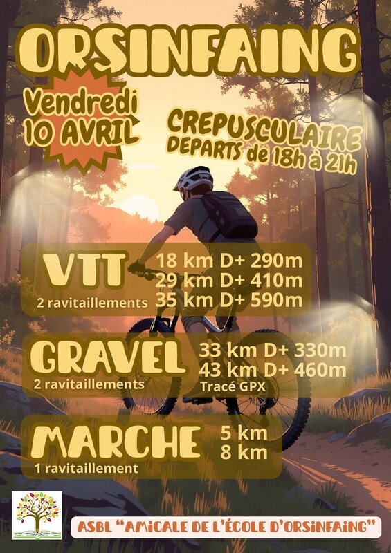 Loisirs Vtt, gravel marche crépusculaire