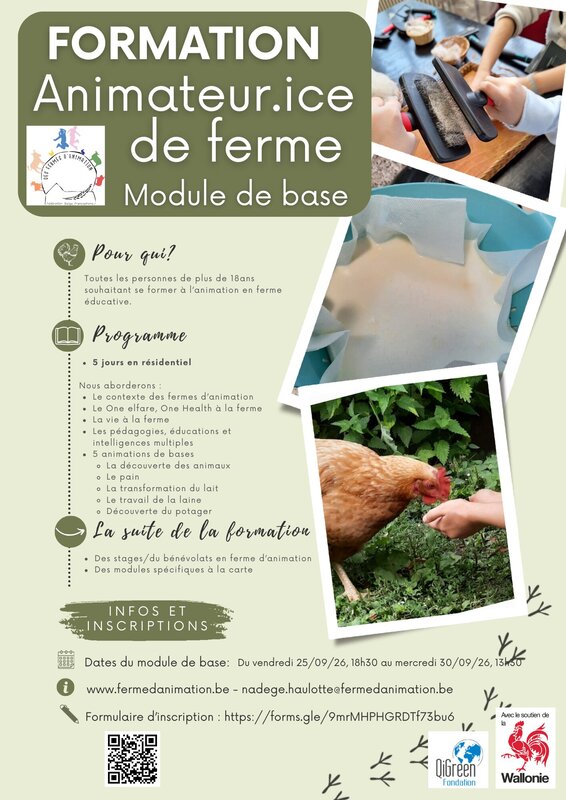 Stages,cours Formation Animateur.trice ferme éducative