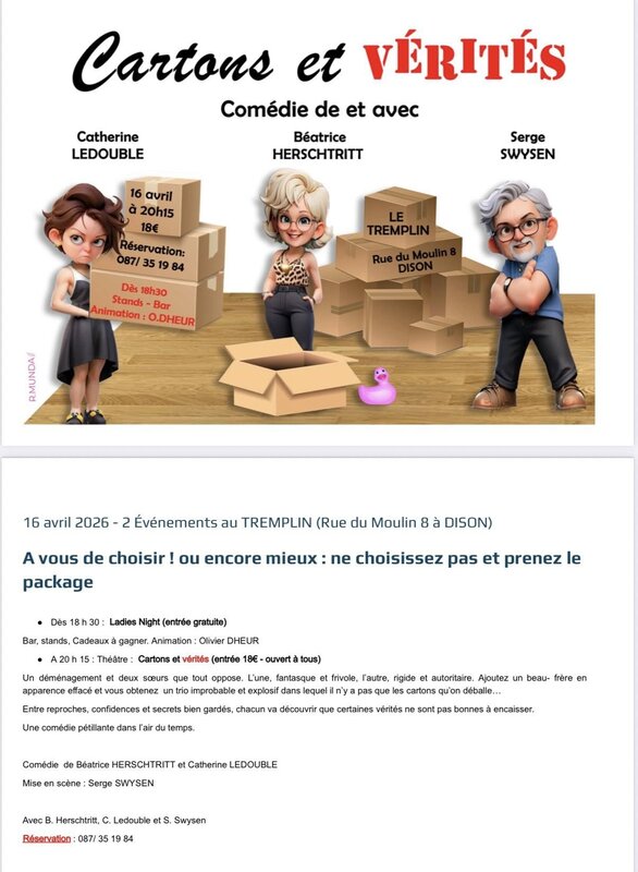Spectacles Comédie :  Cartons vérités  avec Béatrice Herschtritt cie.