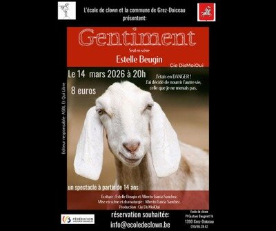 Spectacles Gentiment - seul scène d Estelle Beugin