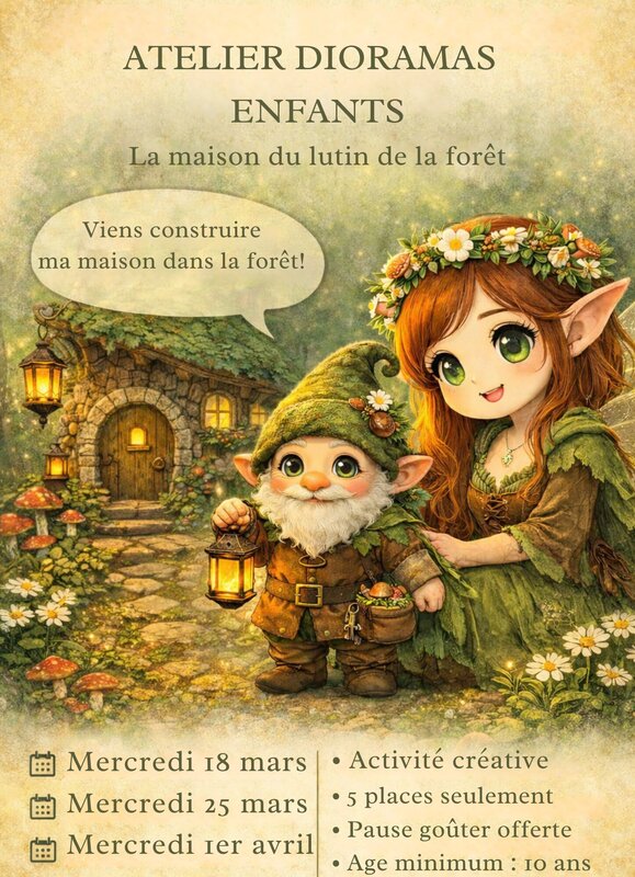 Stages,cours Atelier créatif enfants création mondes miniatures