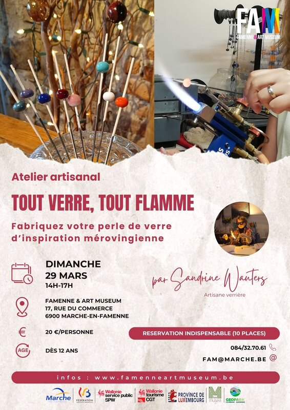 Stages,cours Fabrication individuelle d une perle verre d inspiration mérovingienne