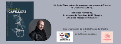 Conférences Jérémie Claes : présentation son nouveau roman