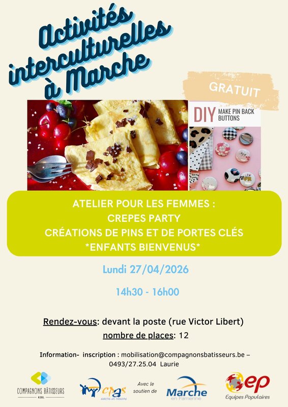 Stages,cours Rencontre inter­cul­tu­rel : Crêpes party & atelier créa­tif