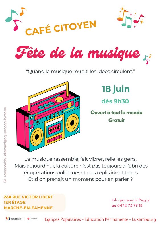 Conférences Café citoyen Fête la musique