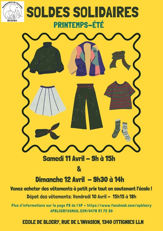 Loisirs Soldes solidaires printemps / été - vente seconde main