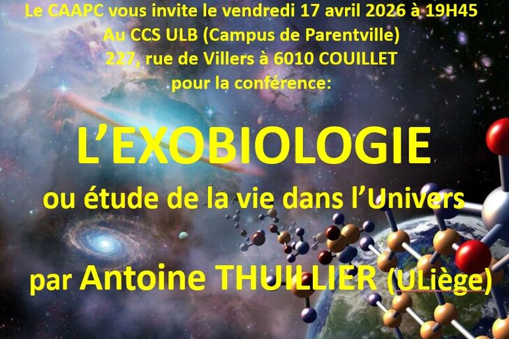 Conférences L EXOBIOLOGIE la recherche la ans l Univers