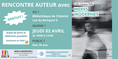 Conférences Rencontre avec l auteure Sofia Injoque Palla la bibliothèque