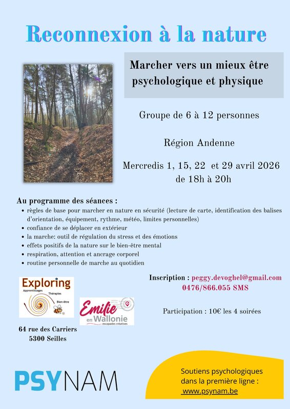 Loisirs Reconnection la Nature: Marcher vers mieux être psychologique physique.