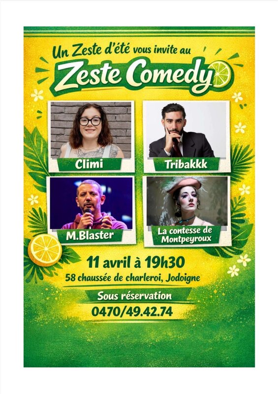 Spectacles Un Zeste Comedy Soirée Stand-Up & Gourmandise