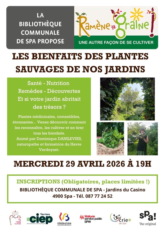 Conférences Atelier Grainothèque Les bienfaits plantes sauvages nos jardins
