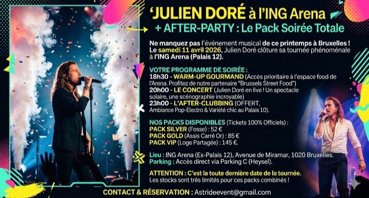 Concerts Julien Doré l ING Arena + After-party : Pack Soirée Totale