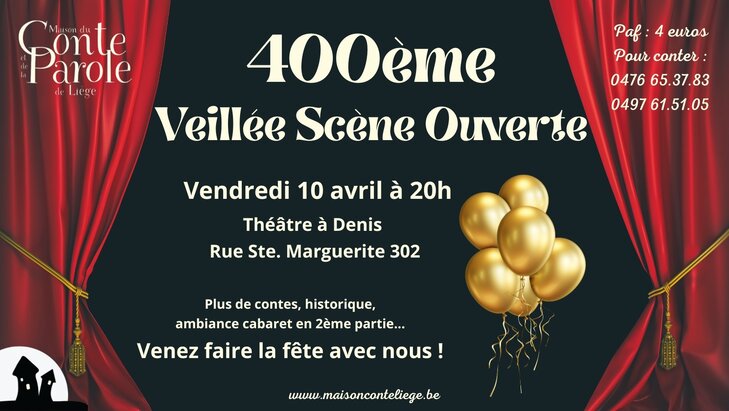 Spectacles Veillée contée, scène ouverte, organisée la Maison Conte Liège