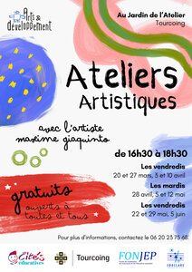 Stages,cours Ateliers artistiques rue pour enfants les familles, avec l artiste Maxime Giaqui
