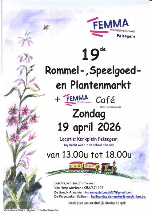 Loisirs 19e marché puces/jouets/plantes Femma (Peizegem)