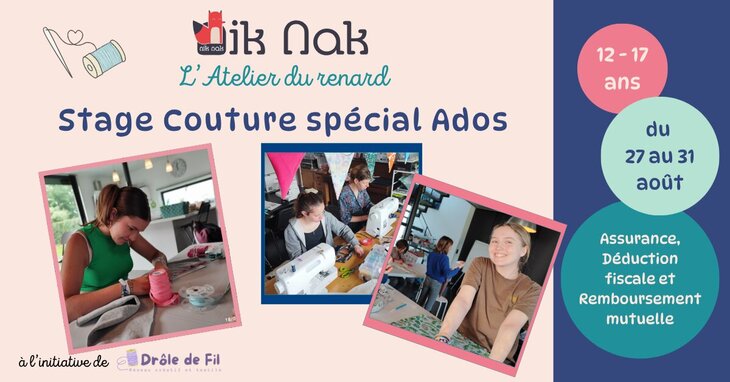 Stages,cours Stage couture spécial Ados