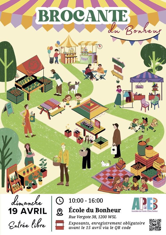  Brocante Bonheur : extérieur (parc l école) - intérieur pluie)