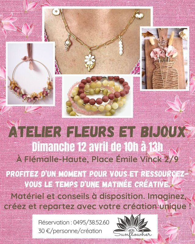 Stages,cours Ateliers fleurs bijoux