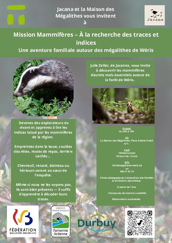 Loisirs Mission Mammifères À recherche traces indices