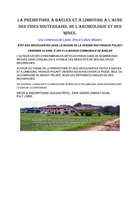 Conférences Conférence : préhistoire Limbourg