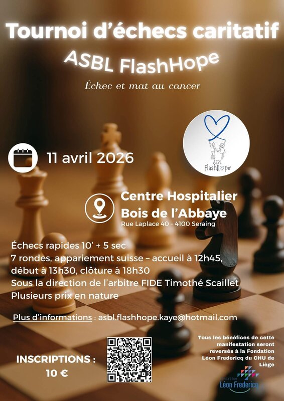 Loisirs Tournoi d échecs caritatif - asbl FlashHope