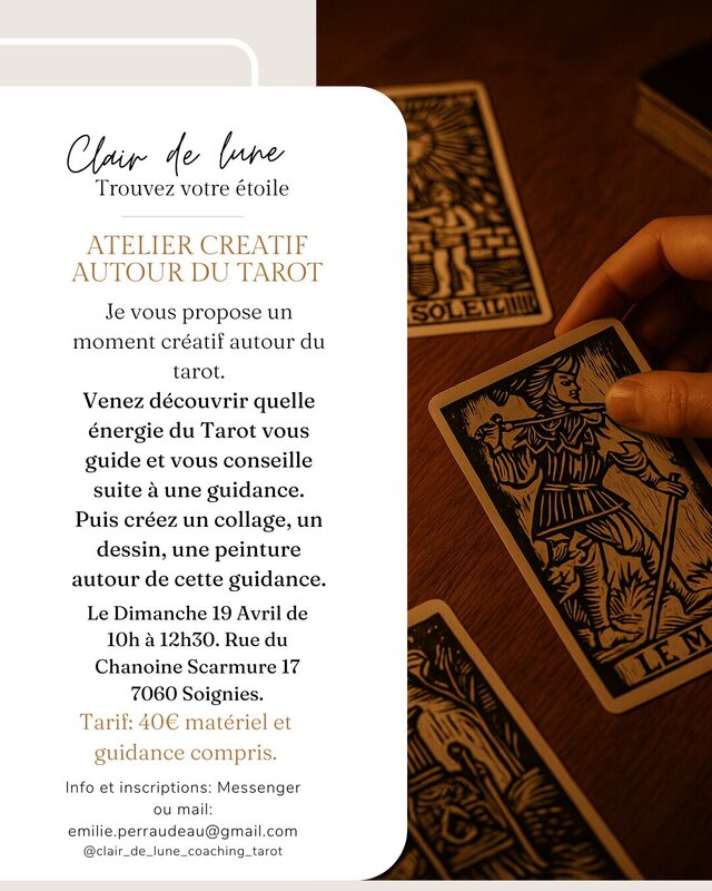 Stages,cours Atelier créatif autour Tarot avec Guidance offerte