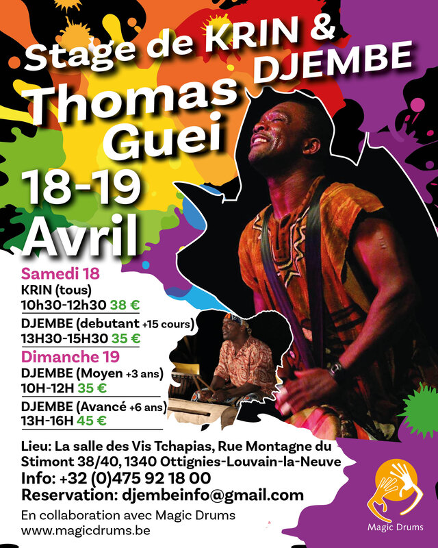 Stages,cours Stages Krin & Djembe avec Thomas Guei
