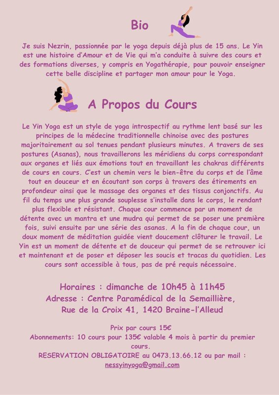 Stages,cours Cours Yin Yoga