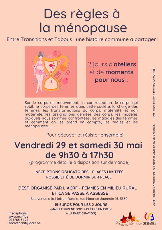 Conférences Des règles la ménopause - Séminaire