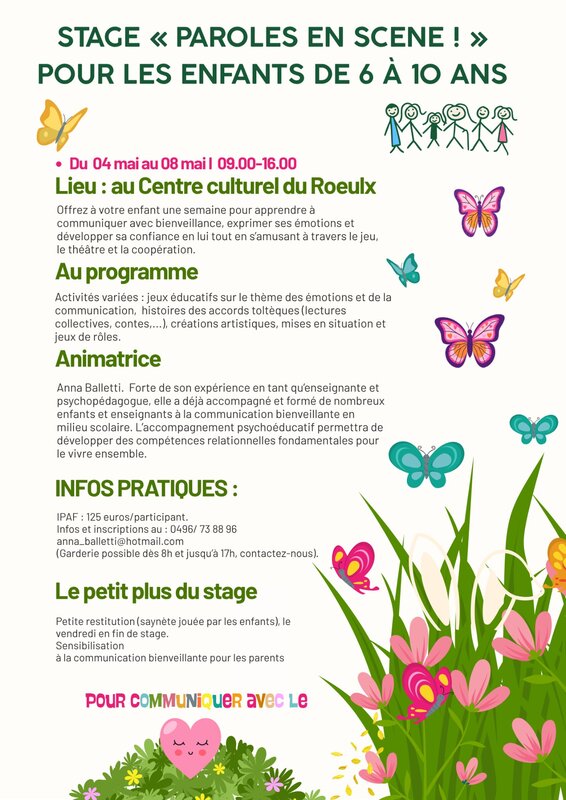 Stages,cours Paroles scène