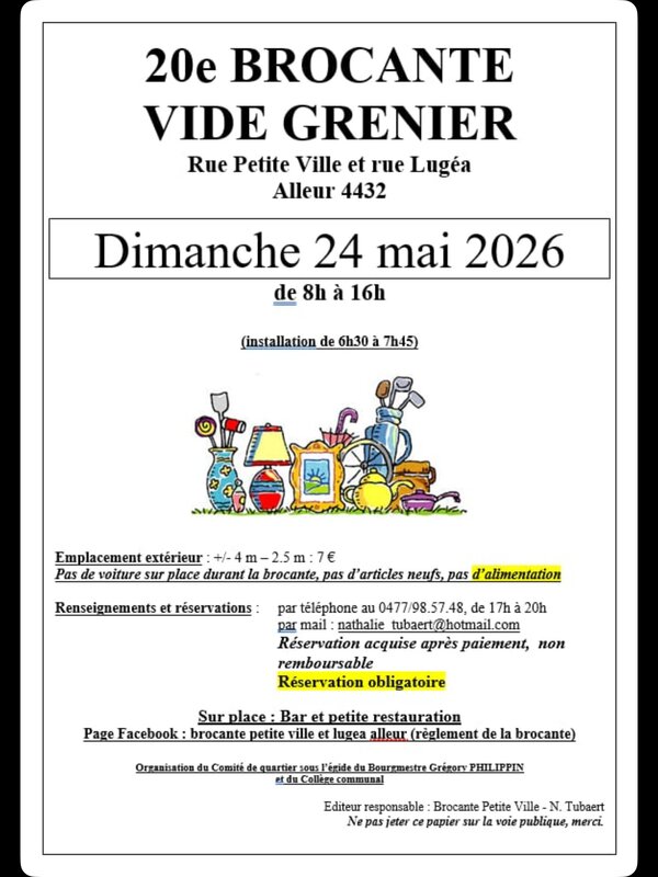  20e Brocante annuelle rues Petite Ville Lugéa