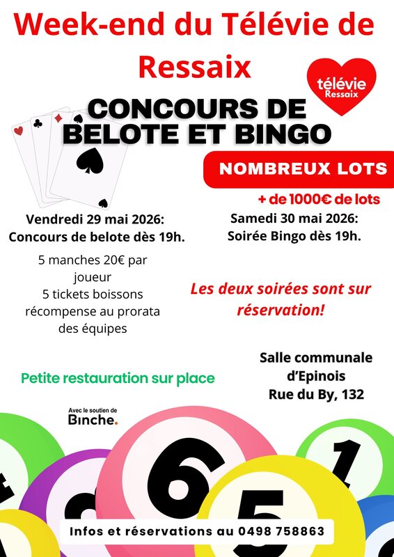 Loisirs Bingo Télévie Ressaix