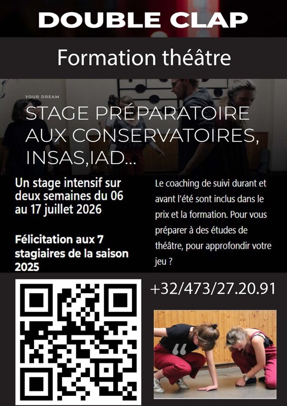 Stages,cours Stage théâtre préparatoire examens d entrée Conservatoires, Insas, Iad..