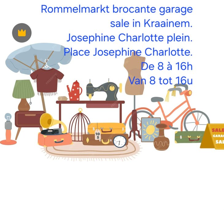  Rommelmarkt brocante garage sale Kraainem place Josephine Charlotte alento
