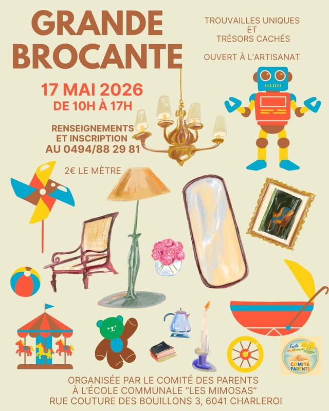  1ere brocante comité parents l école communale Gosselies  Les Mimosa