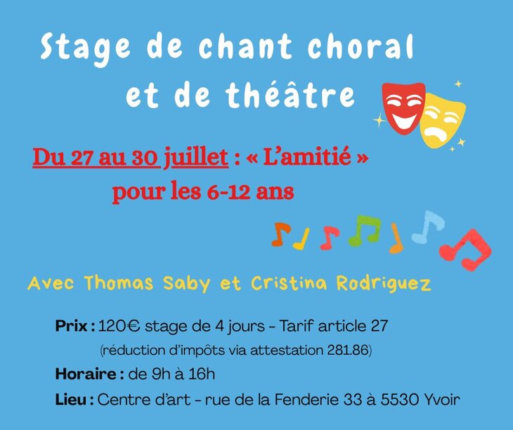 Stages,cours Stage chant choral théâtre