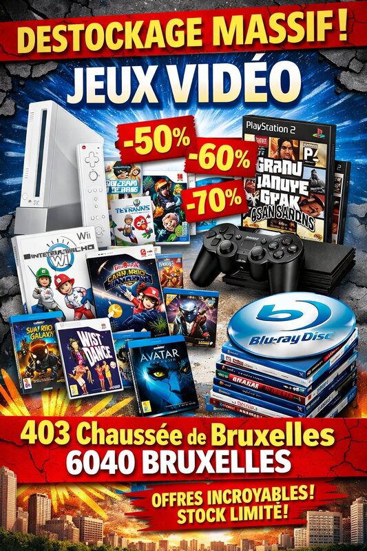 Loisirs Jeux vidéo Wii, PlayStation 2 Blu-ray prix cassés 300 unités )