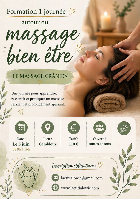 Stages,cours Formation autour massage crânien