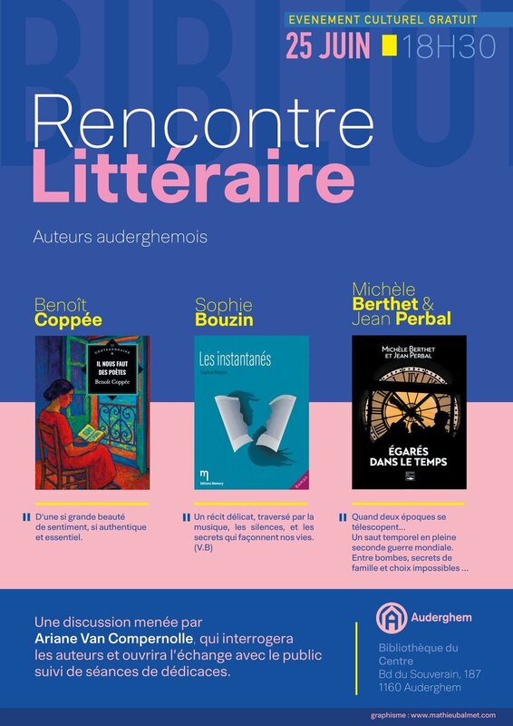 Conférences Rencontre littéraire avec trois auteurs auderghemois.