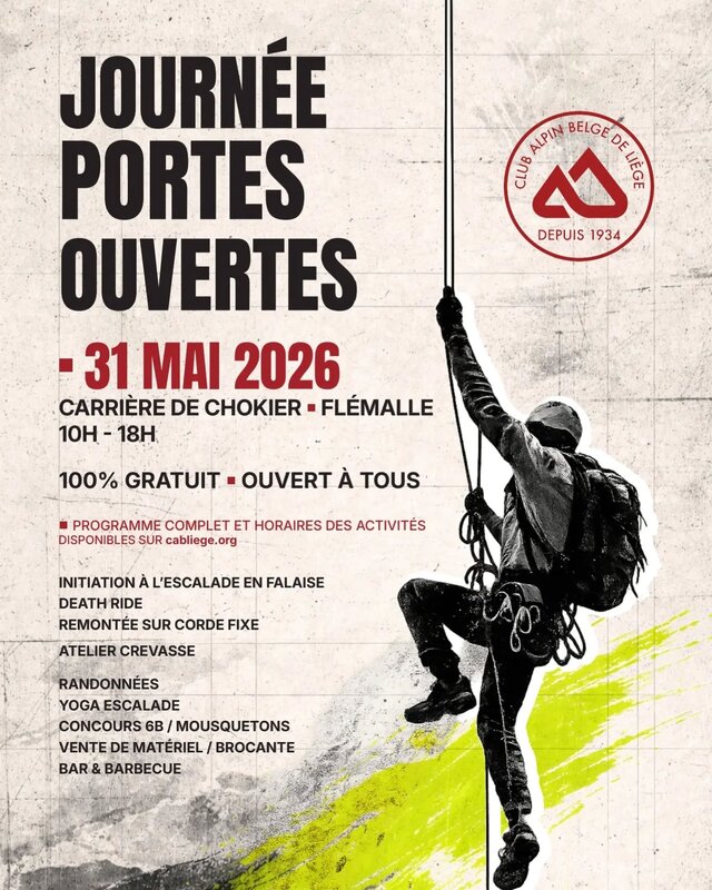 Loisirs Journée portes ouvertes Club Alpin Belge Liège