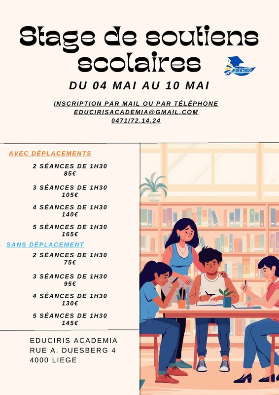 Stages,cours Stage soutien scolaire mesure (5-6 primaire 1-2 secondaire)