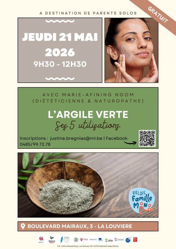 Stages,cours Relais Familles Louvière - L argile verte ses 5 utilisations