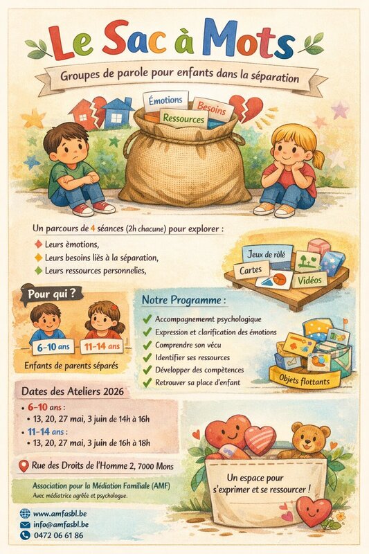 Conférences Le à mots, séances pour enfants ados parents séparés