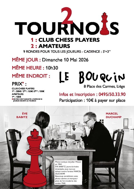 Loisirs Tournoi d échecs pour débutants joueurs confirmés