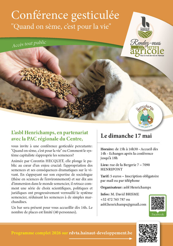 Conférences Conférence gesticulée  Quand sème, c est pour vie 