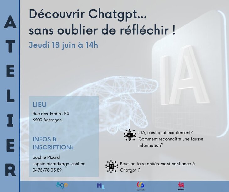 Conférences Atelier Découvrir ChatGPT... sans oublier réfléchir ! ».