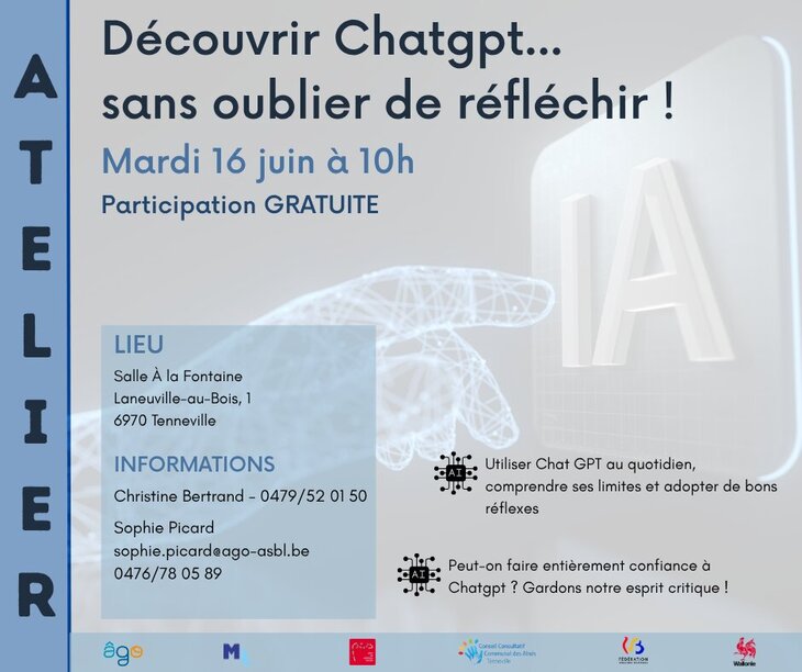 Conférences Atelier Découvrir ChatGPT... sans oublier réfléchir ! ».